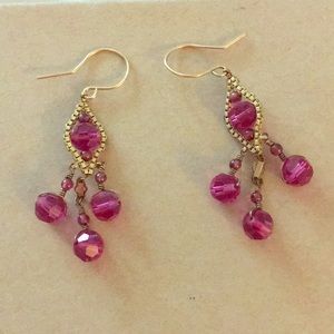 Gold filled earrings with crimson drops